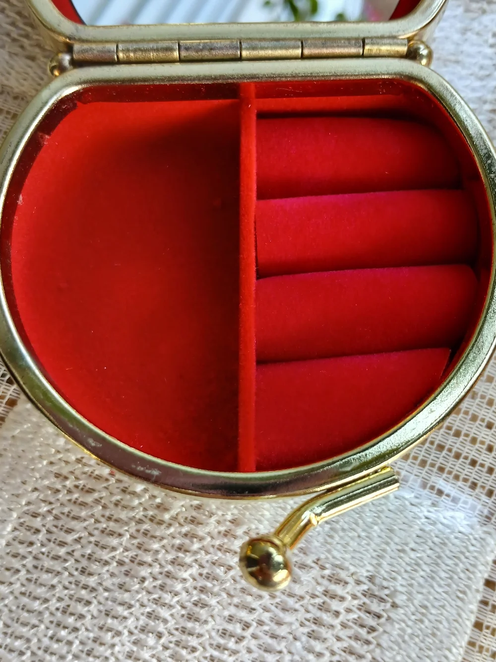 Rare KIMONO Ring case holder with Mirror Japanese Flower Vng